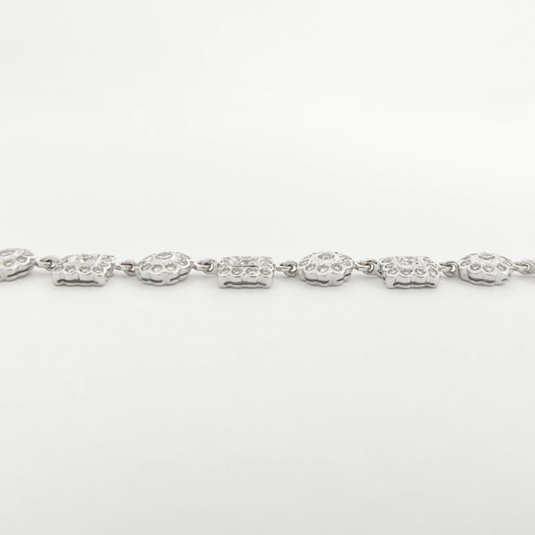 Multishape Square Round Halo Diamond Necklace 18K White Gold 4.37 CTW - 5