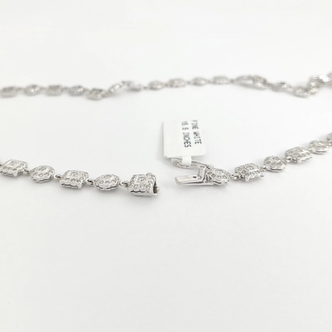 Multishape Square Round Halo Diamond Necklace 18K White Gold 4.37 CTW - 7
