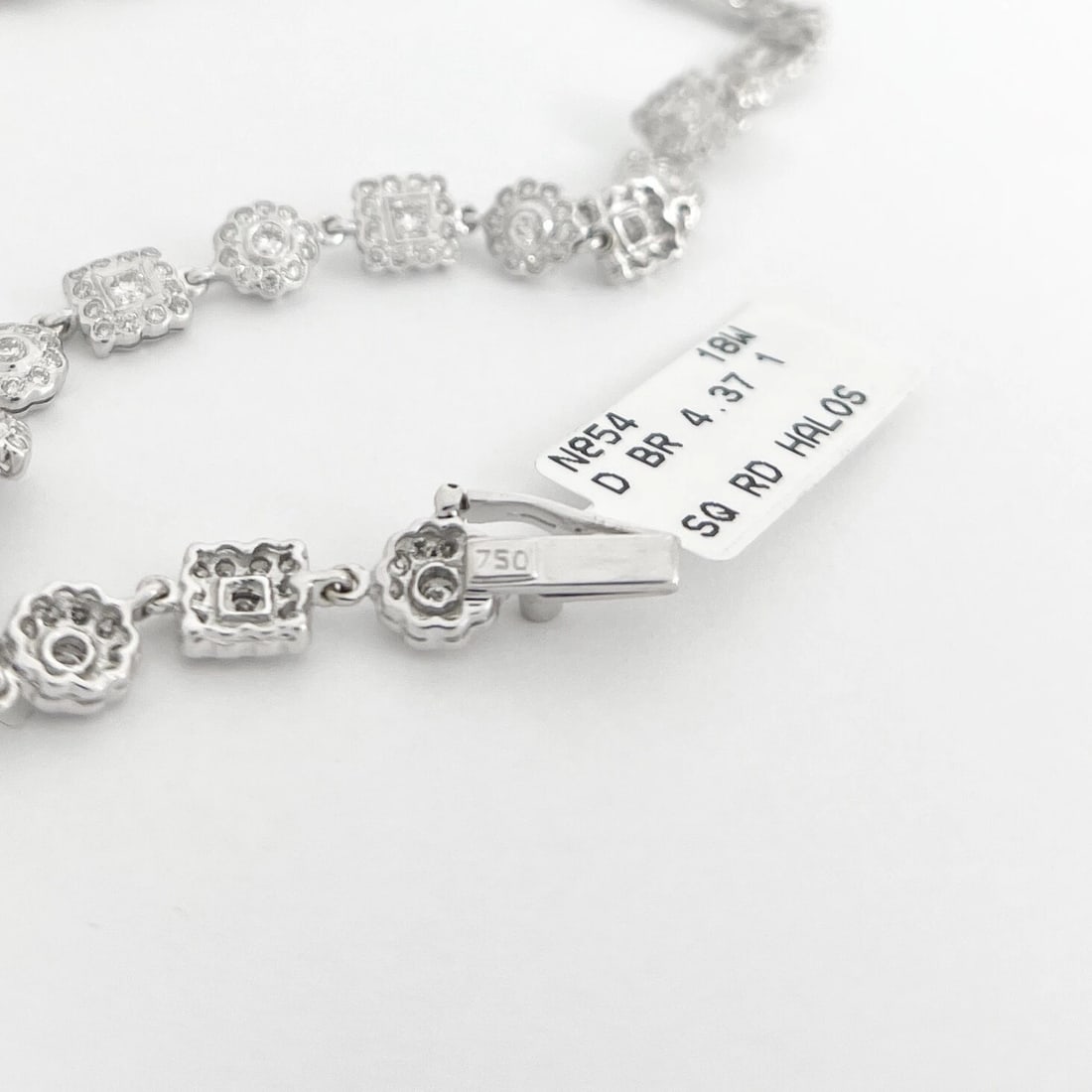 Multishape Square Round Halo Diamond Necklace 18K White Gold 4.37 CTW - 8