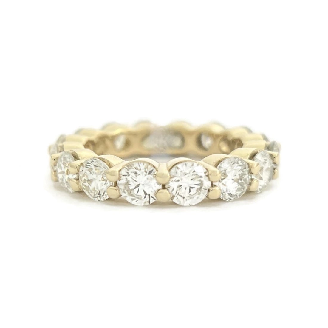 Round Diamond Eternity Ring Wedding Band 14K Yellow Gold, Size 6.75, 5.03 CTW: Round Diamond Eternity Ring Wedding Band 14K Yellow Gold, Size 6.75, 5.03 CTW This is a lovely ring that can be worn as a wedding band, anniversary ring or statement ring. Don't hesitate to ask any