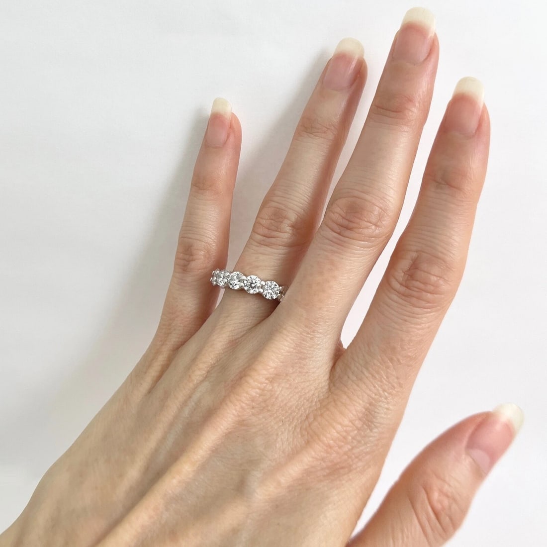 Round Diamond Eternity Ring Wedding Band 14K White Gold, Size 6.75, 5.01 CTW - 4