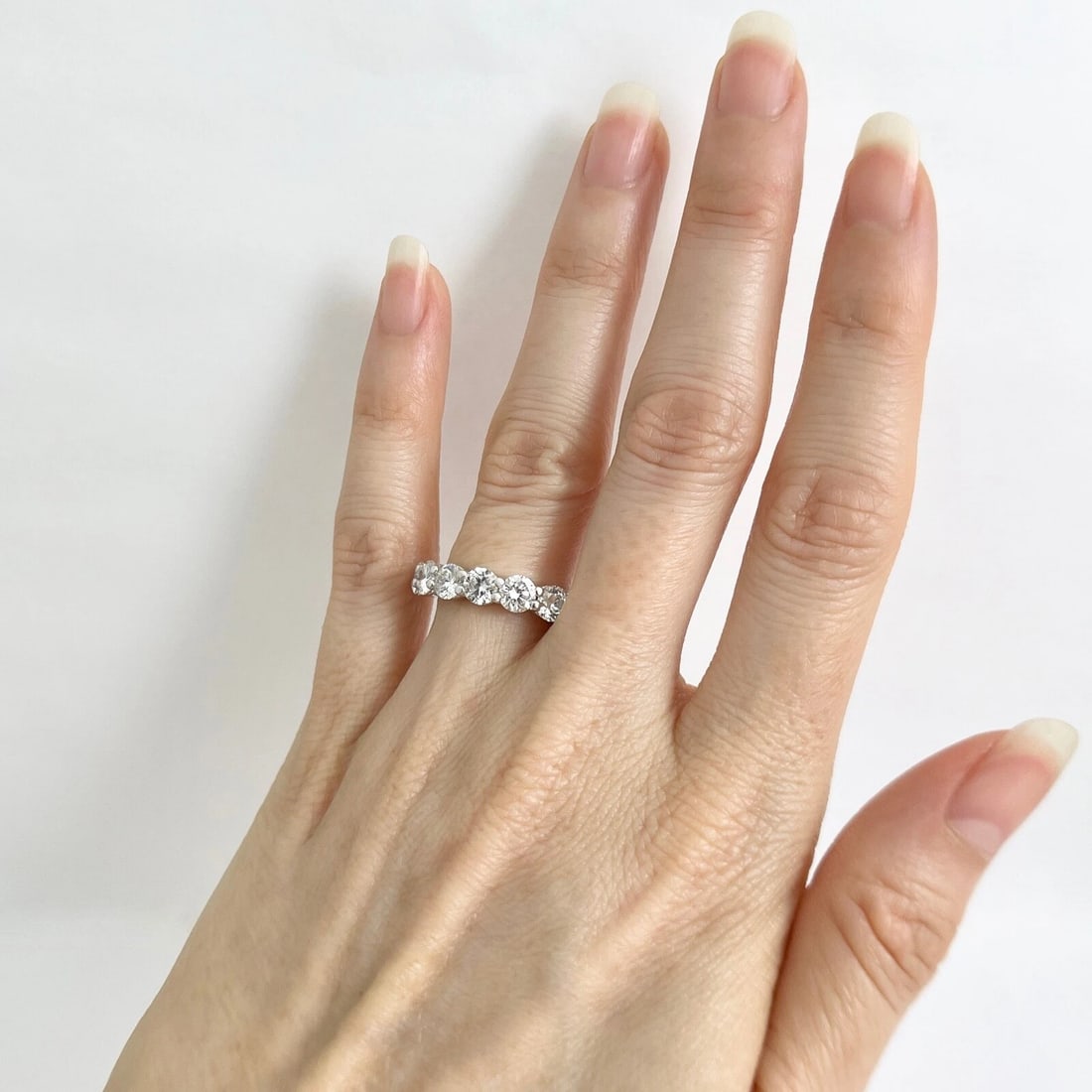 Round 7-Stone Diamond Wedding Band Ring 14K White Gold 2.20 CTW - 3