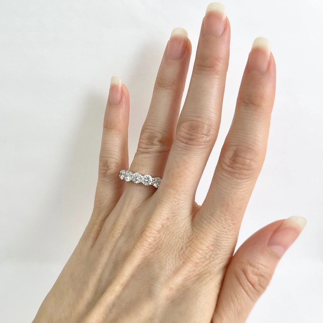 Round 7-Stone Diamond Wedding Band Ring 14K White Gold 2.20 CTW - 5