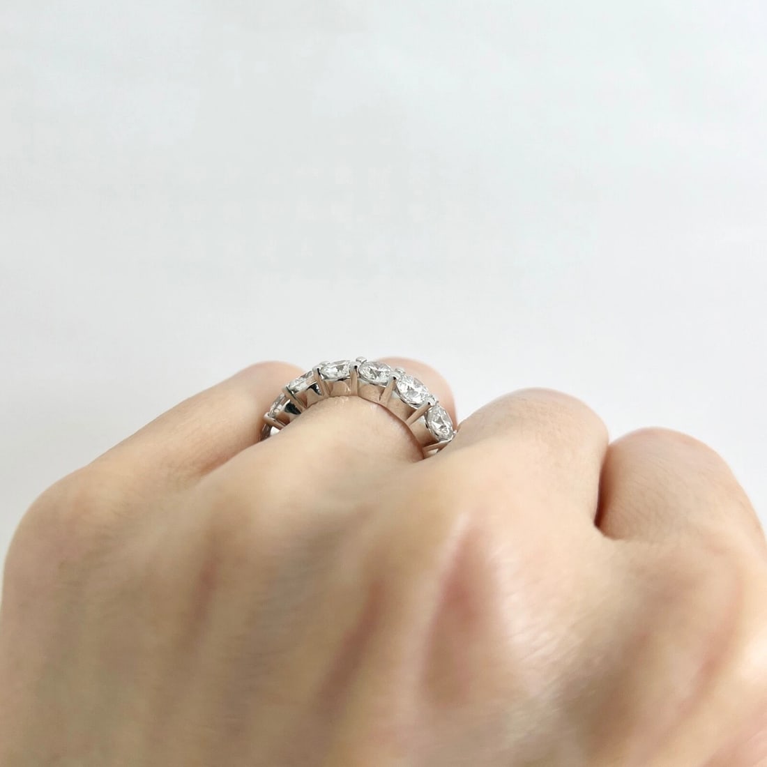 Round 7-Stone Diamond Wedding Band Ring 14K White Gold 2.20 CTW - 6