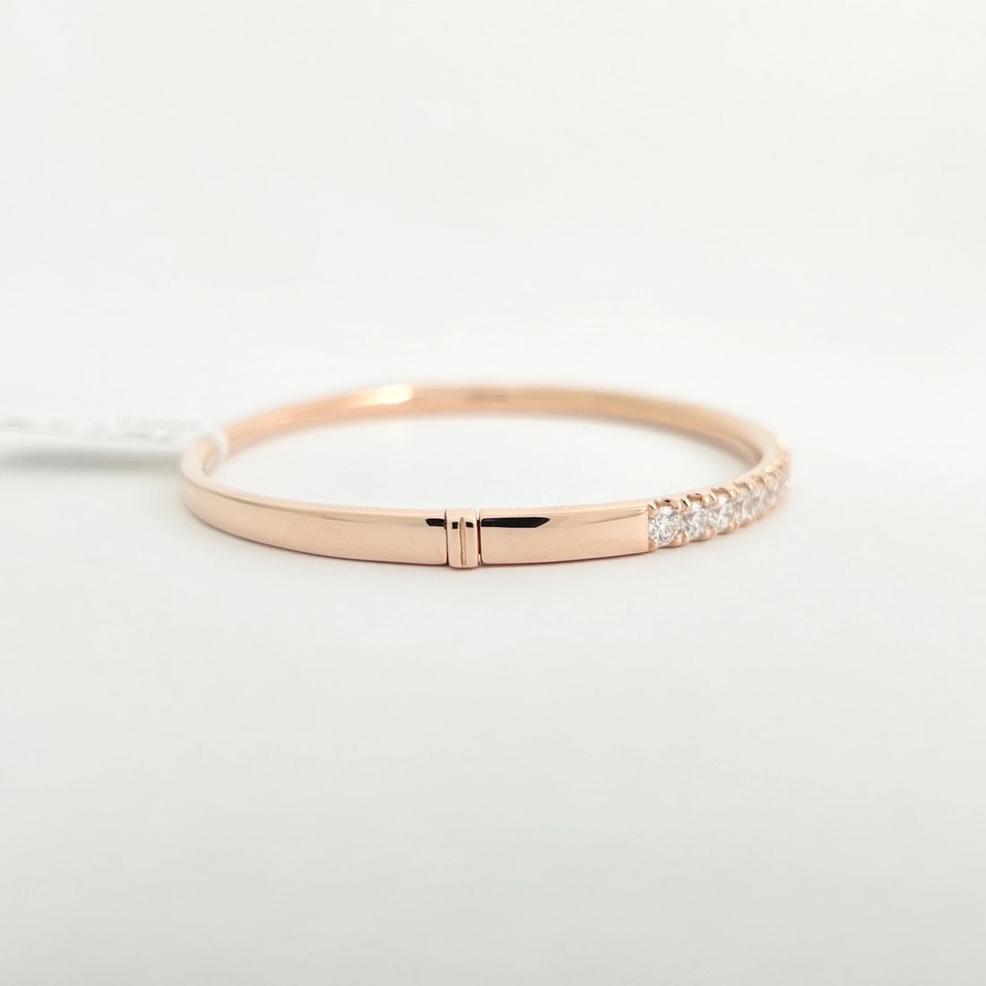 Round Diamond Bangle Bracelet 14K Pink Rose Gold, 2.15 CTW - 6