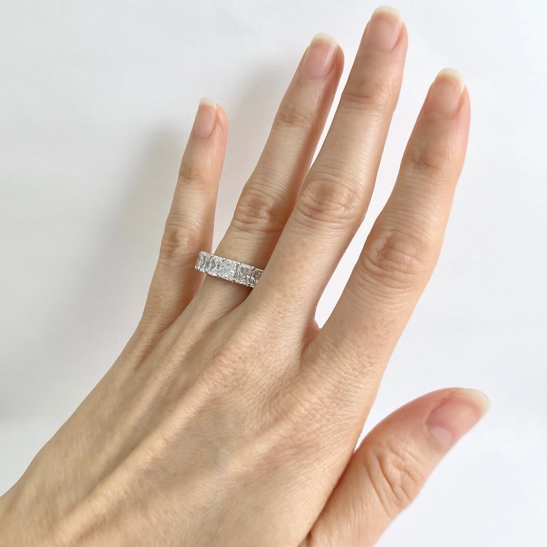 Radiant Diamond Eternity Ring Comfort Fit Wedding Band Platinum 7.35 CTW, Size 6 - 6