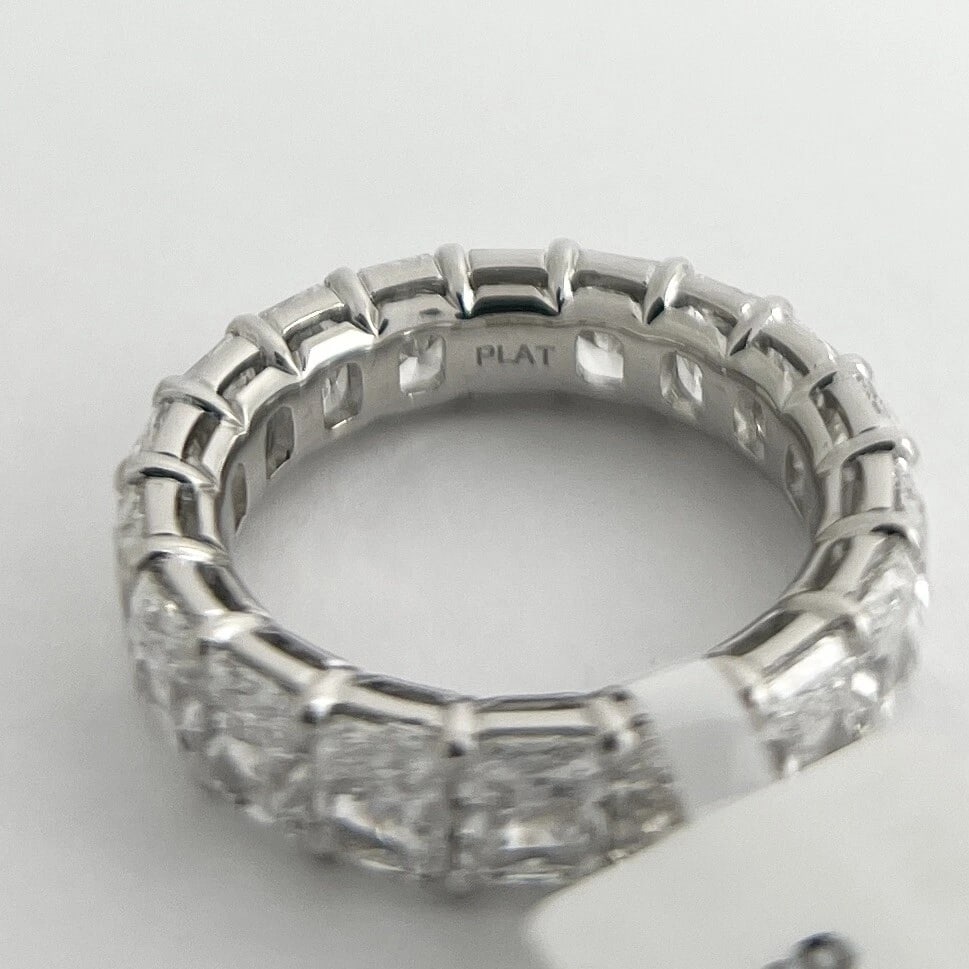 Radiant Diamond Eternity Ring Comfort Fit Wedding Band Platinum 7.35 CTW, Size 6 - 9