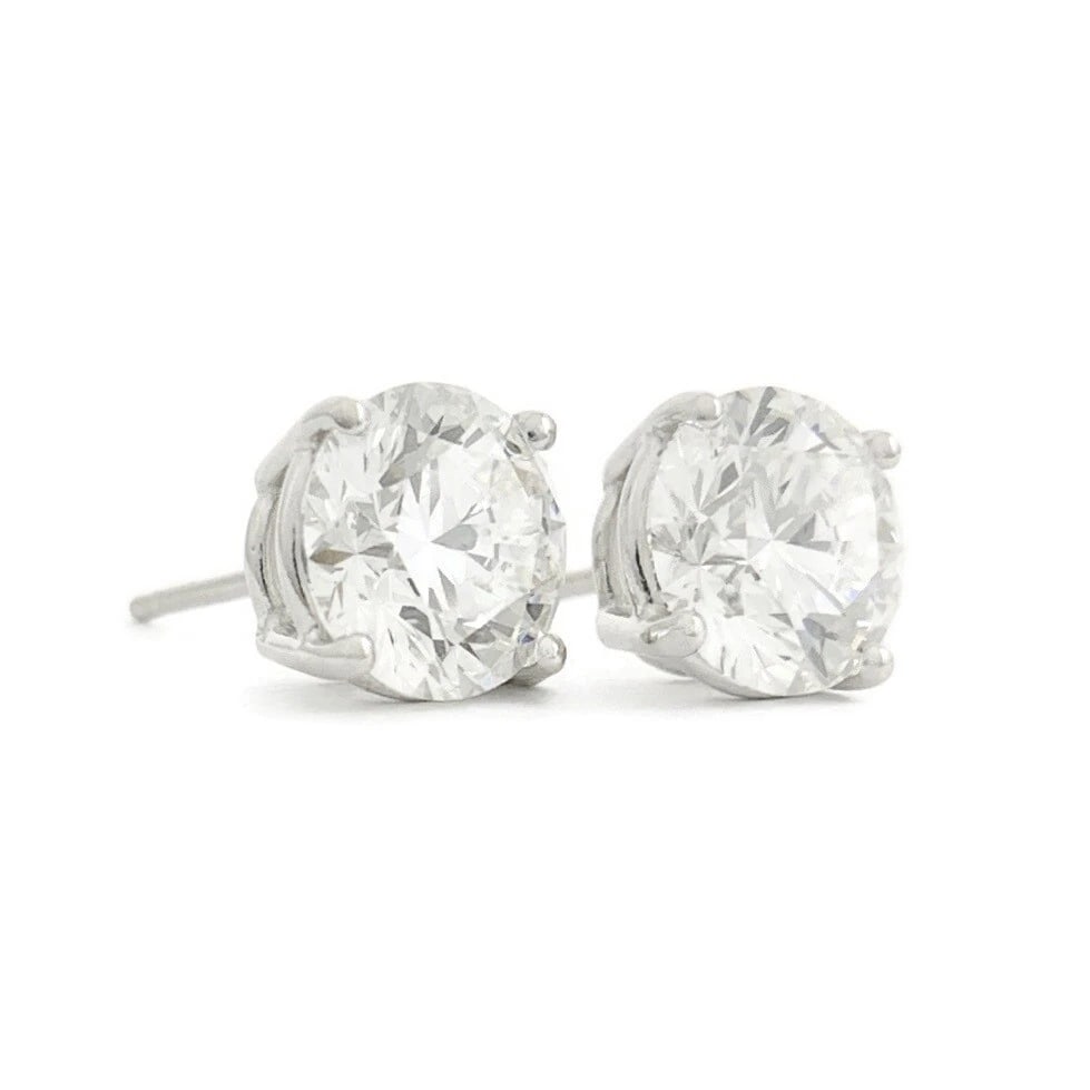 GIA Round Diamond Stud Earrings 14K White Gold 4-Prong Basket, 2.73 CTW: GIA Round Diamond Stud Earrings 14K White Gold 4-Prong Basket, 2.73 CTW These are gorgeous diamond stud earrings! Please let us know if you have any questions. Diamonds: 2 round brilliant cuts, 2.73