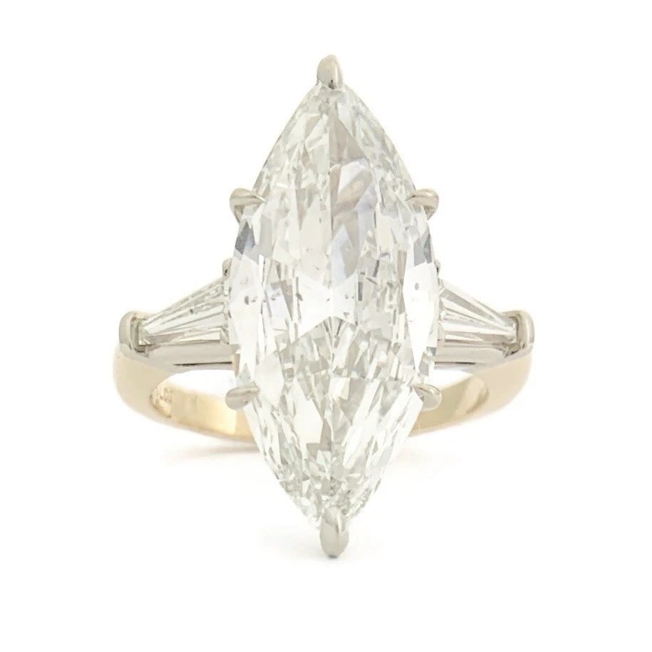 GIA Marquise Tapered Baguette Diamond Engagement Ring 14K Yellow Gold, 5.40 CTW: GIA Marquise Tapered Baguette Diamond Engagement Ring 14K Yellow Gold, 5.40 CTW This is a gorgeous diamond engagement ring! Please let us know if you have any questions! Diamonds: 5.40 ctw; 1