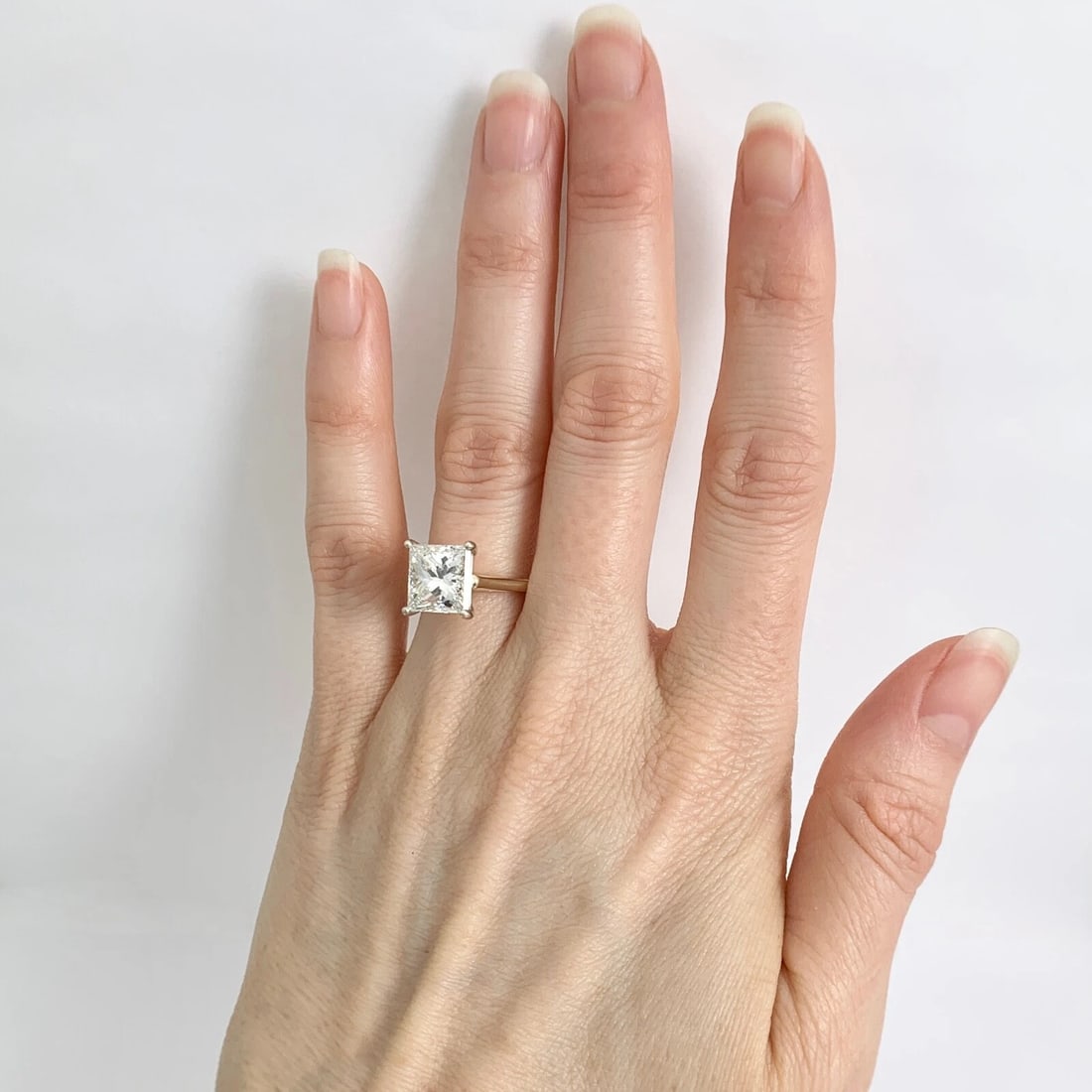GIA Princess Solitaire Diamond Engagement Ring 14K Yellow Gold, 3.04 CT - 4