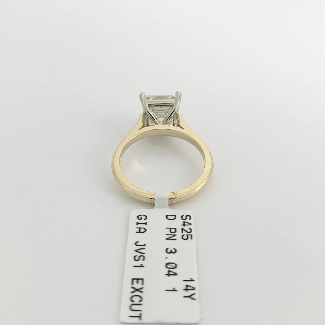 GIA Princess Solitaire Diamond Engagement Ring 14K Yellow Gold, 3.04 CT - 9