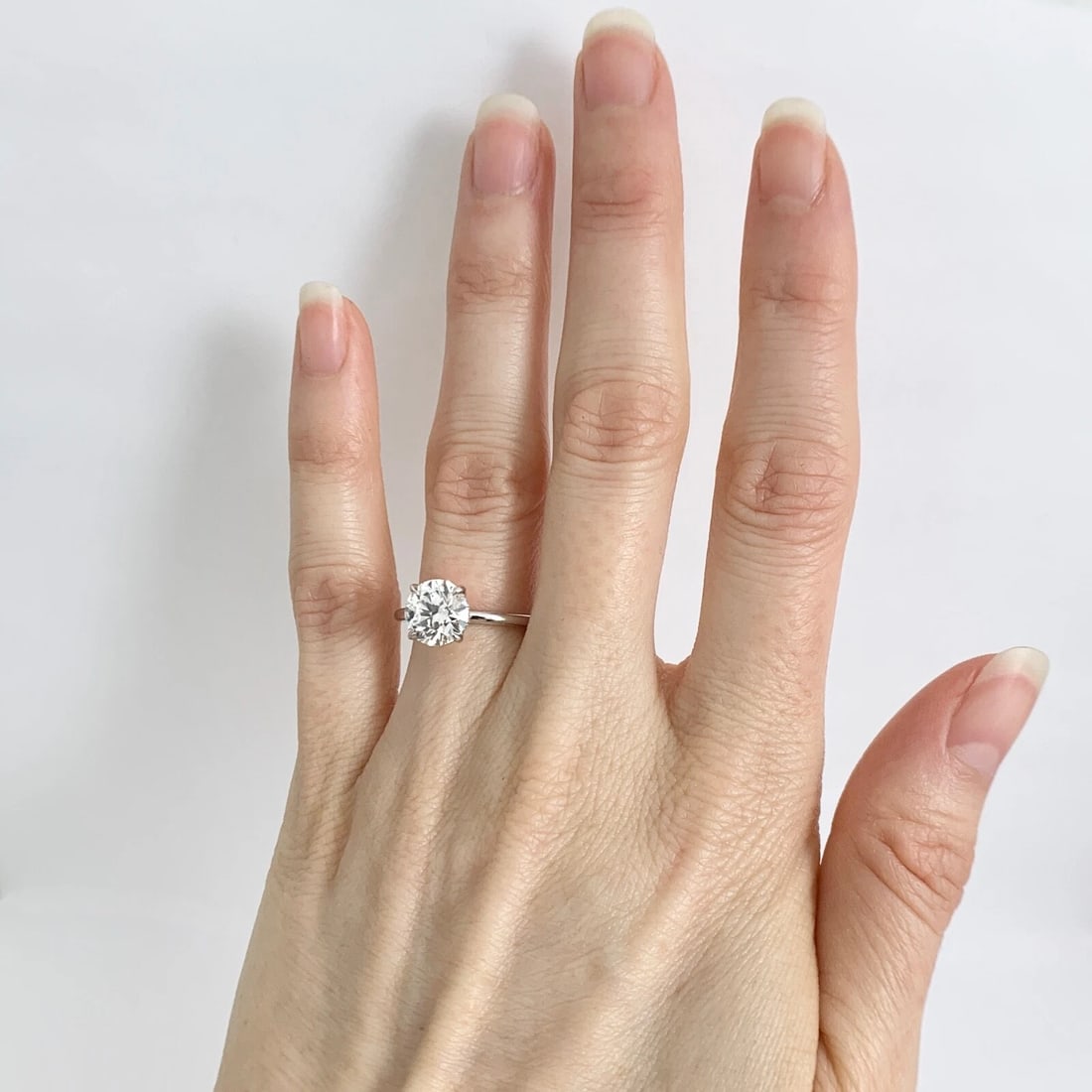GIA Round Solitaire Diamond Hidden Halo Engagement Ring 14K White Gold, 1.85 CTW - 10
