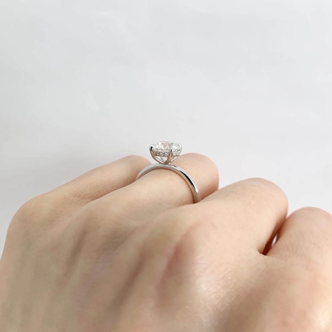 GIA Round Solitaire Diamond Hidden Halo Engagement Ring 14K White Gold, 1.85 CTW - 12