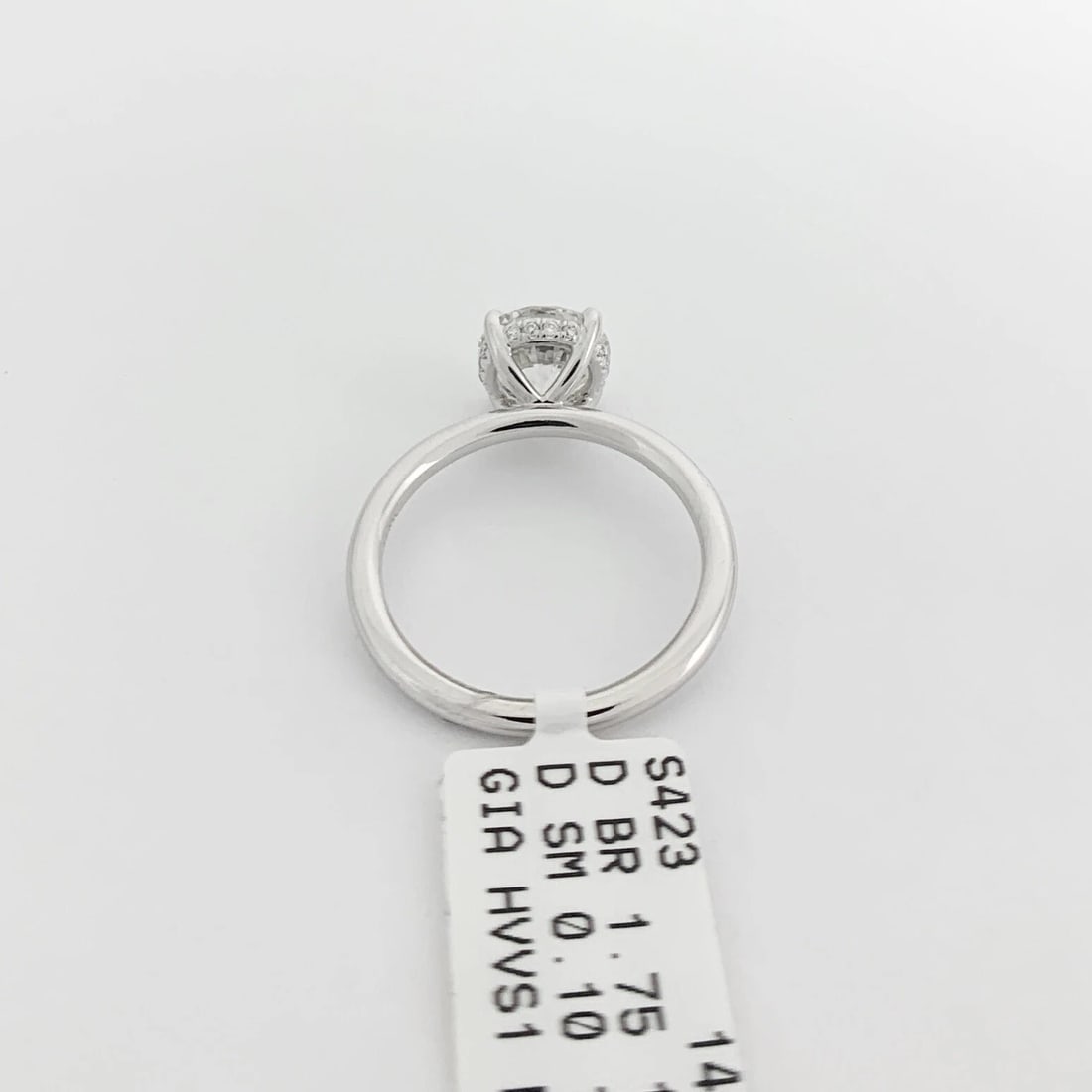 GIA Round Solitaire Diamond Hidden Halo Engagement Ring 14K White Gold, 1.85 CTW - 3