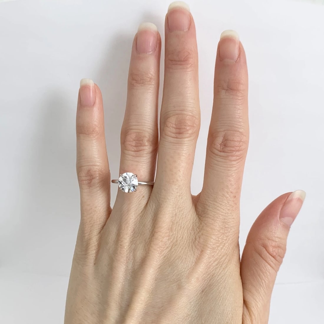 GIA Round Solitaire Diamond Hidden Halo Engagement Ring 14K White Gold, 1.85 CTW - 5