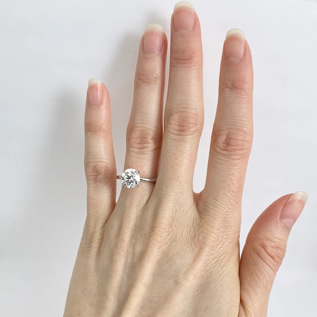 GIA Round Solitaire Diamond Hidden Halo Engagement Ring 14K White Gold, 1.85 CTW - 6