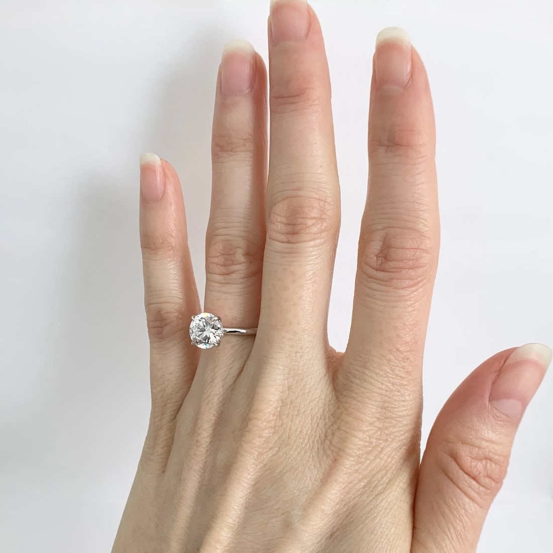 GIA Round Solitaire Diamond Hidden Halo Engagement Ring 14K White Gold, 1.85 CTW - 8