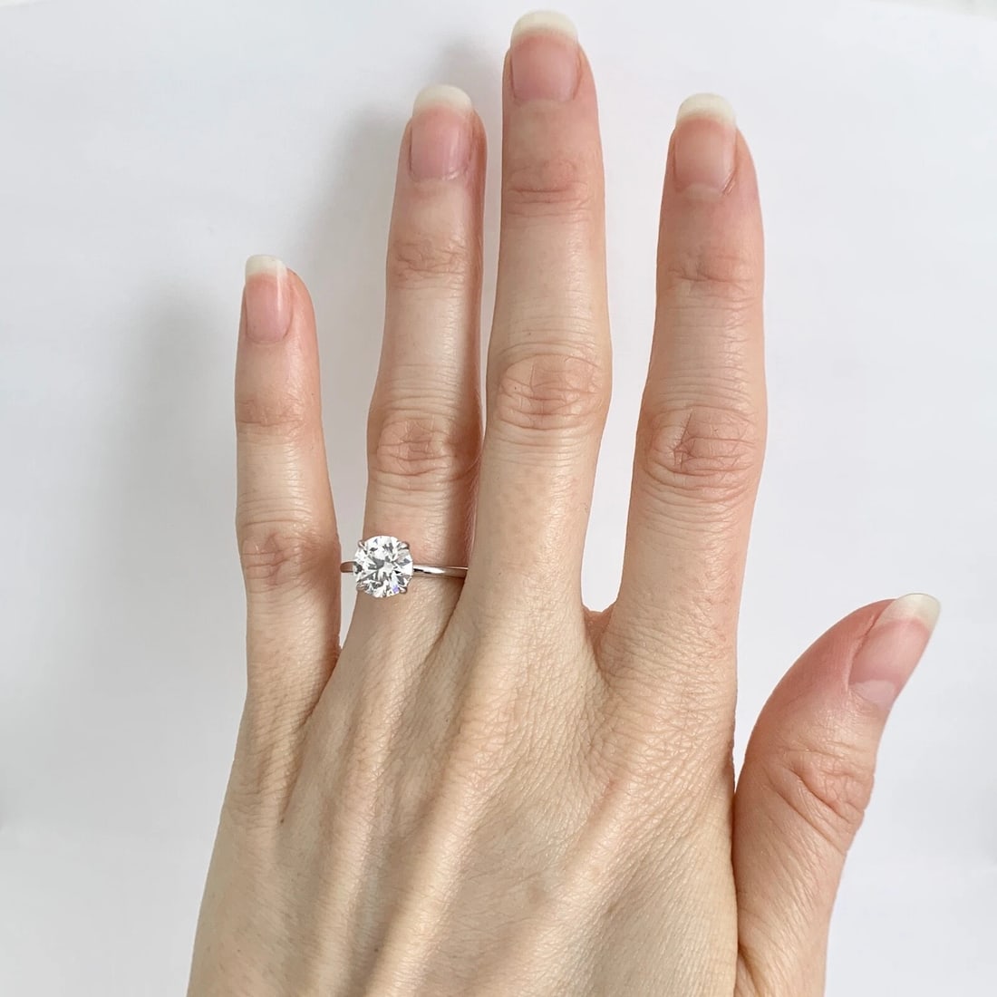 GIA Round Solitaire Diamond Hidden Halo Engagement Ring 14K White Gold, 1.85 CTW - 9
