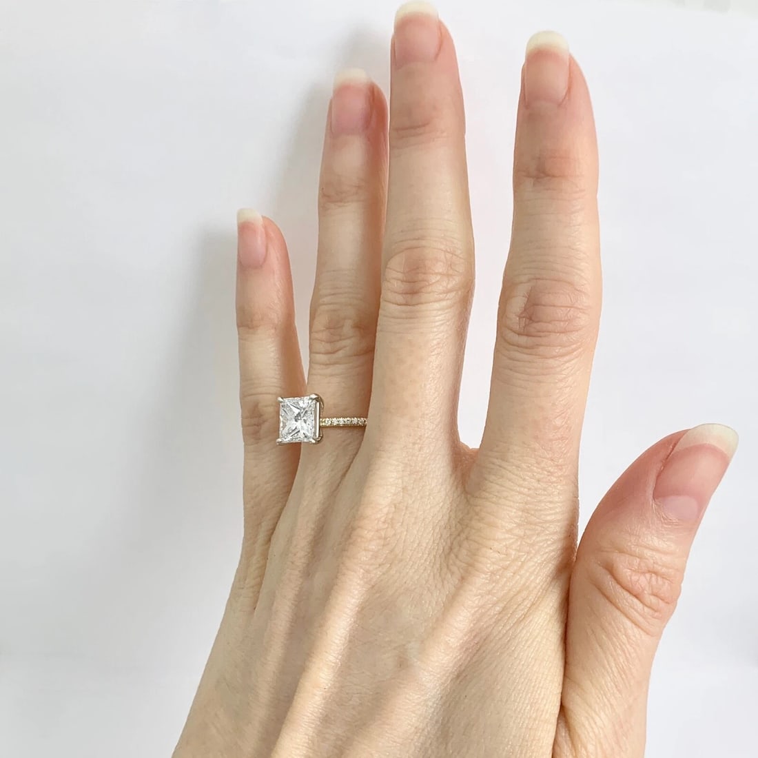 GIA Princess Solitaire Diamond Engagement Ring 14K Yellow Gold, 2.51 CTW - 4