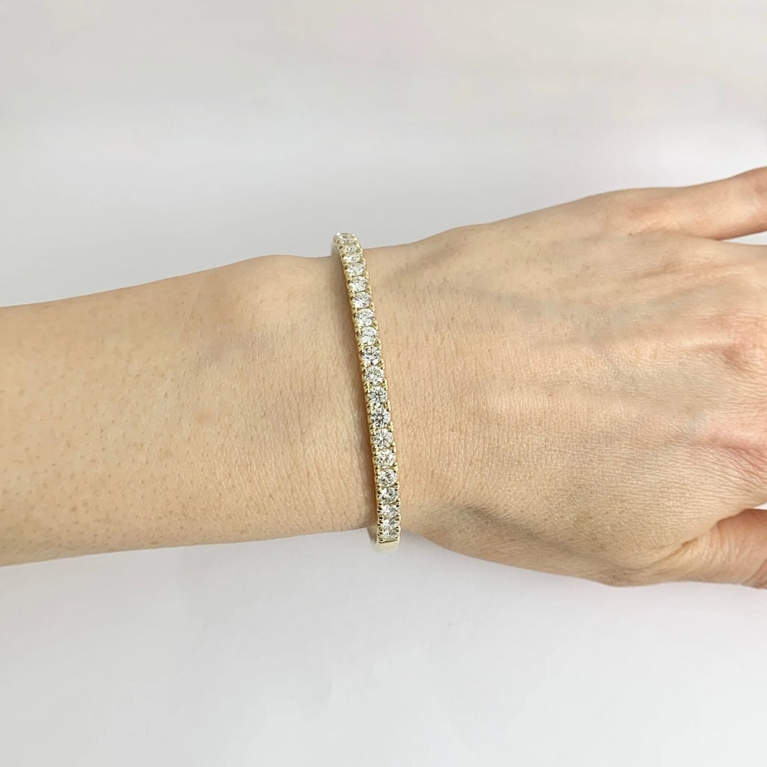 Round Diamond Bangle Bracelet 14K Yellow Gold, 3.05 CTW - 3