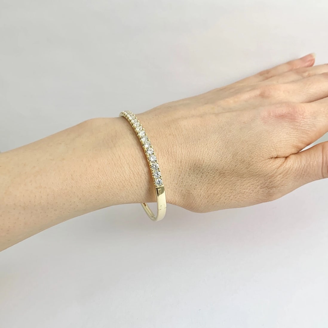 Round Diamond Bangle Bracelet 14K Yellow Gold, 3.05 CTW - 4