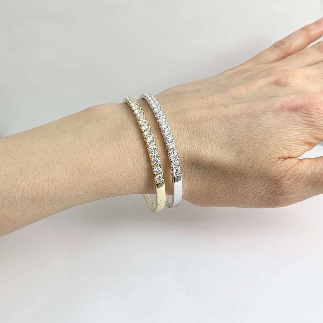 Round Diamond Bangle Bracelet 14K Yellow Gold, 3.05 CTW - 6