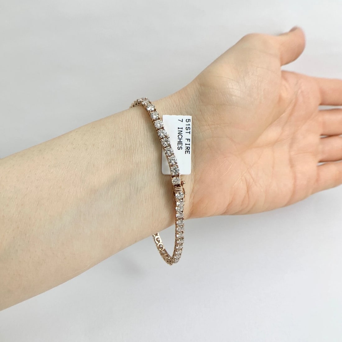 Round Diamond Tennis Bracelet 14K Pink Rose Gold, 7 Inches, 7.05 CTW - 5