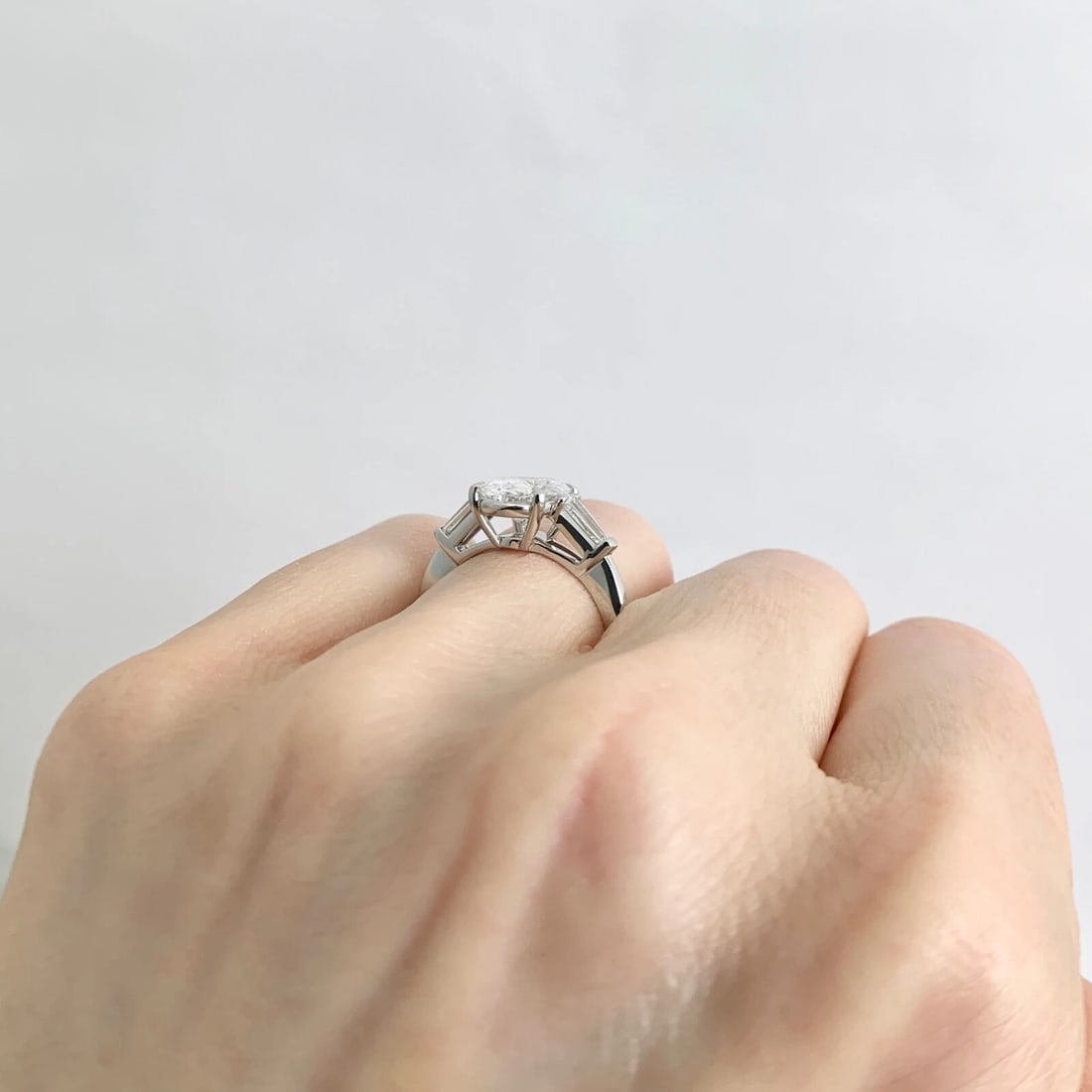 GIA Oval Tapered Baguette Diamond Engagement Ring Platinum, 2.35 CTW - 6