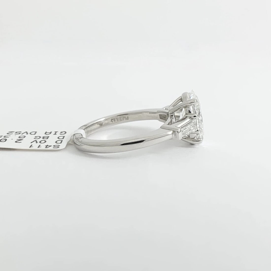 GIA Oval Tapered Baguette Diamond Engagement Ring Platinum, 2.35 CTW - 7