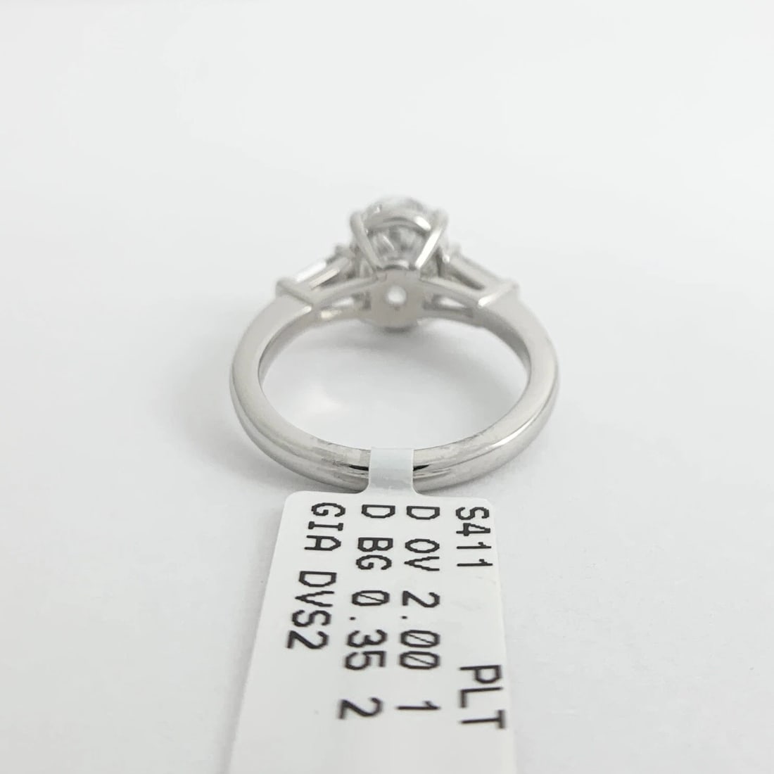 GIA Oval Tapered Baguette Diamond Engagement Ring Platinum, 2.35 CTW - 8