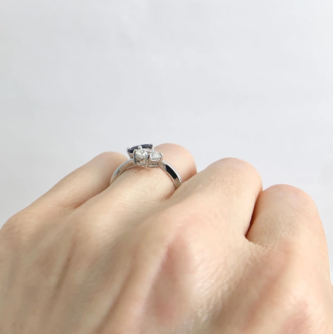 GIA Sapphire Diamond 2-Stone Wrap Bypass Statement Ring 14K White Gold 2.28 CTW - 5