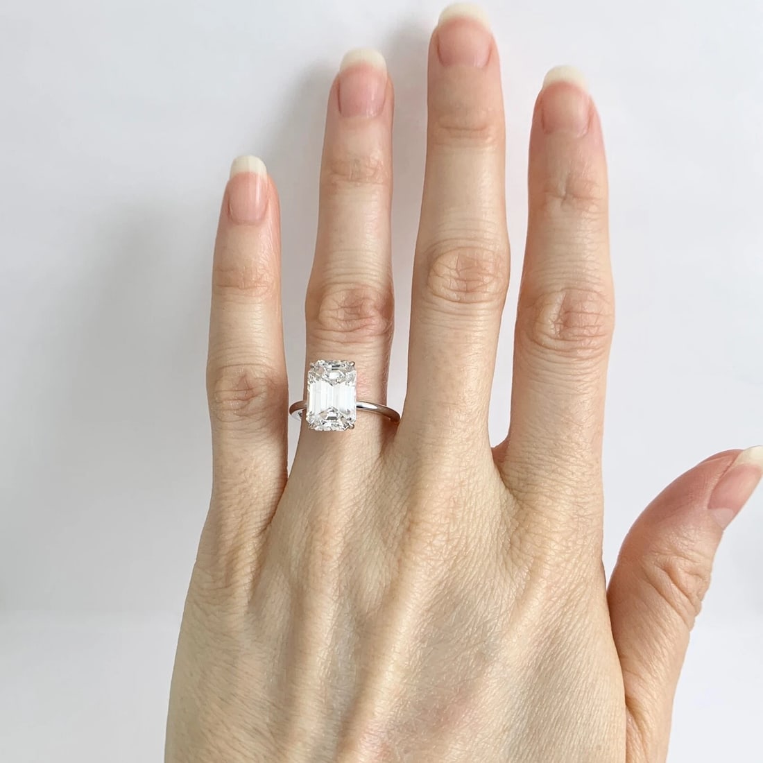 GIA Emerald Cut Solitaire Diamond Engagement Ring 14K White Gold, 4.24 CT - 2