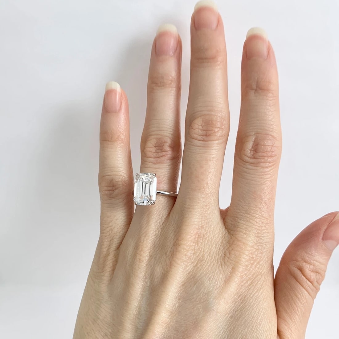 GIA Emerald Cut Solitaire Diamond Engagement Ring 14K White Gold, 4.24 CT - 3