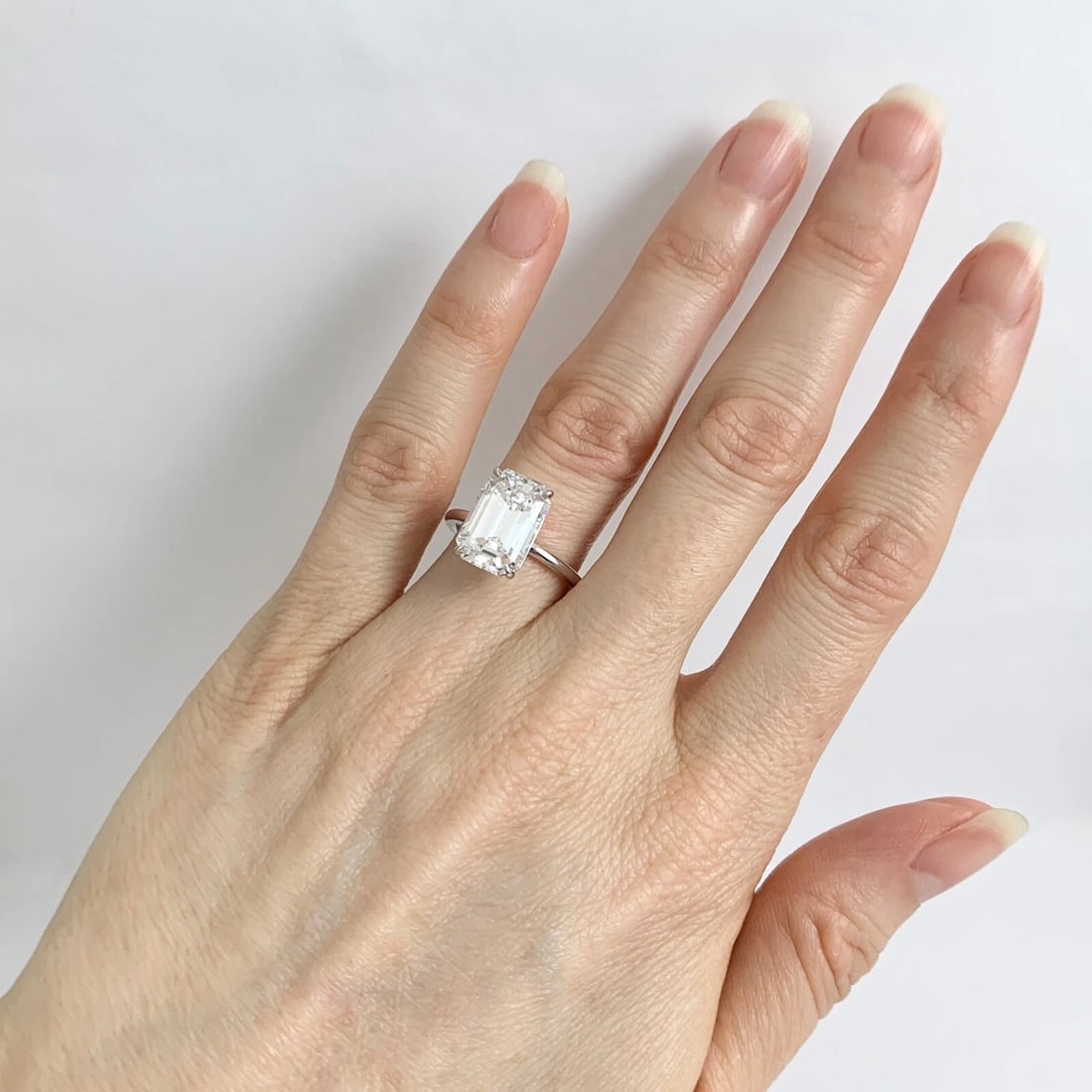 GIA Emerald Cut Solitaire Diamond Engagement Ring 14K White Gold, 4.24 CT - 4