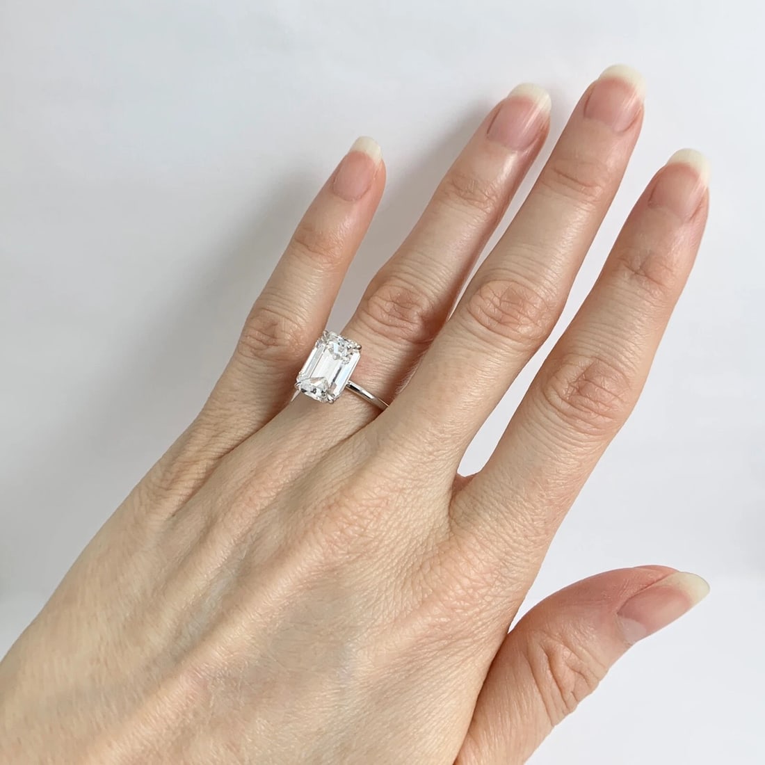 GIA Emerald Cut Solitaire Diamond Engagement Ring 14K White Gold, 4.24 CT - 5