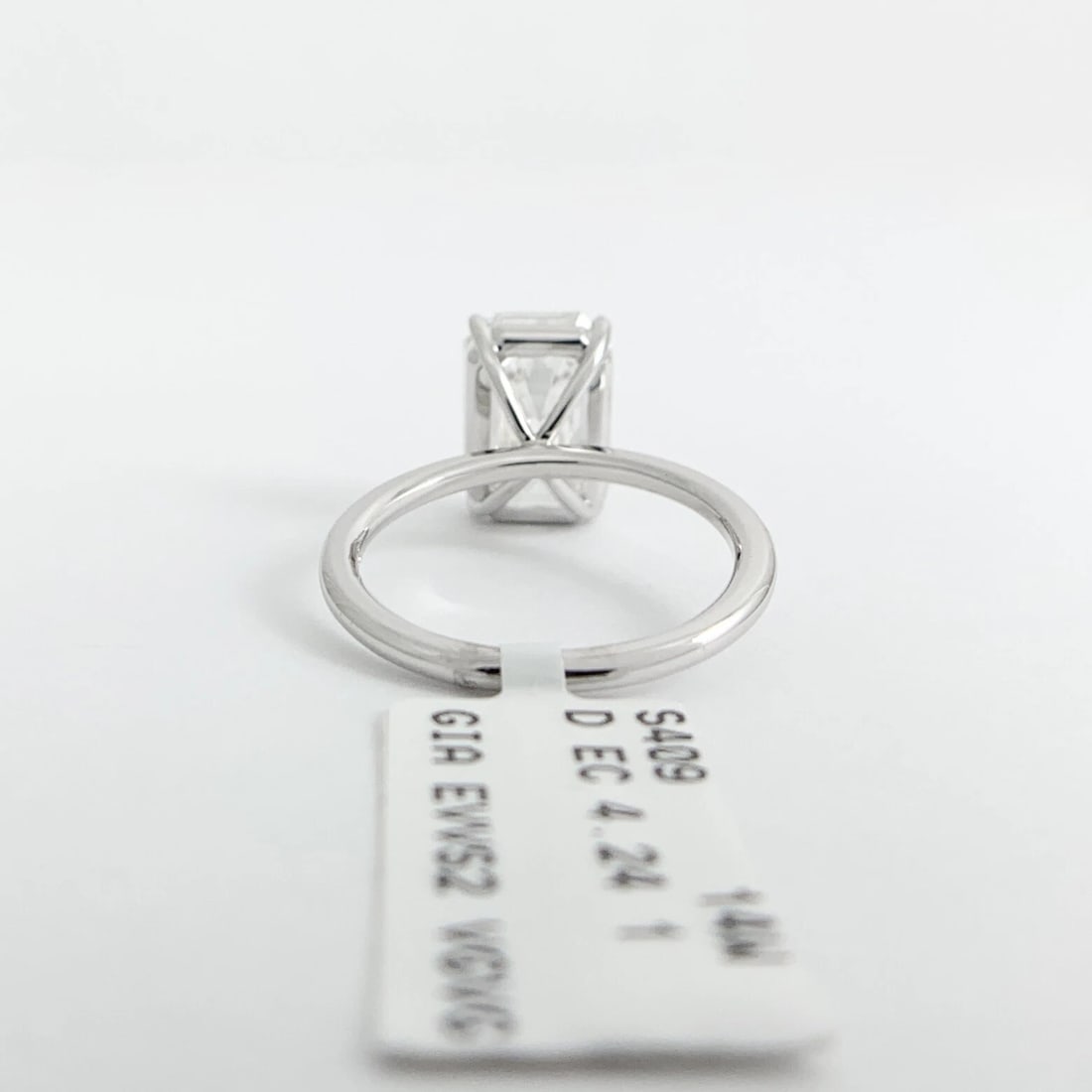 GIA Emerald Cut Solitaire Diamond Engagement Ring 14K White Gold, 4.24 CT - 8