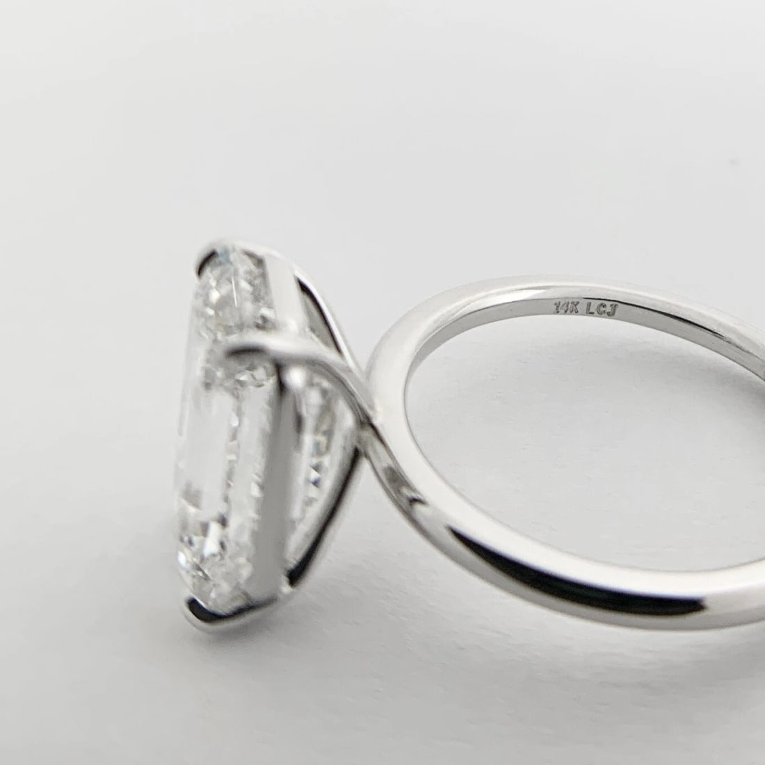 GIA Emerald Cut Solitaire Diamond Engagement Ring 14K White Gold, 4.24 CT - 9