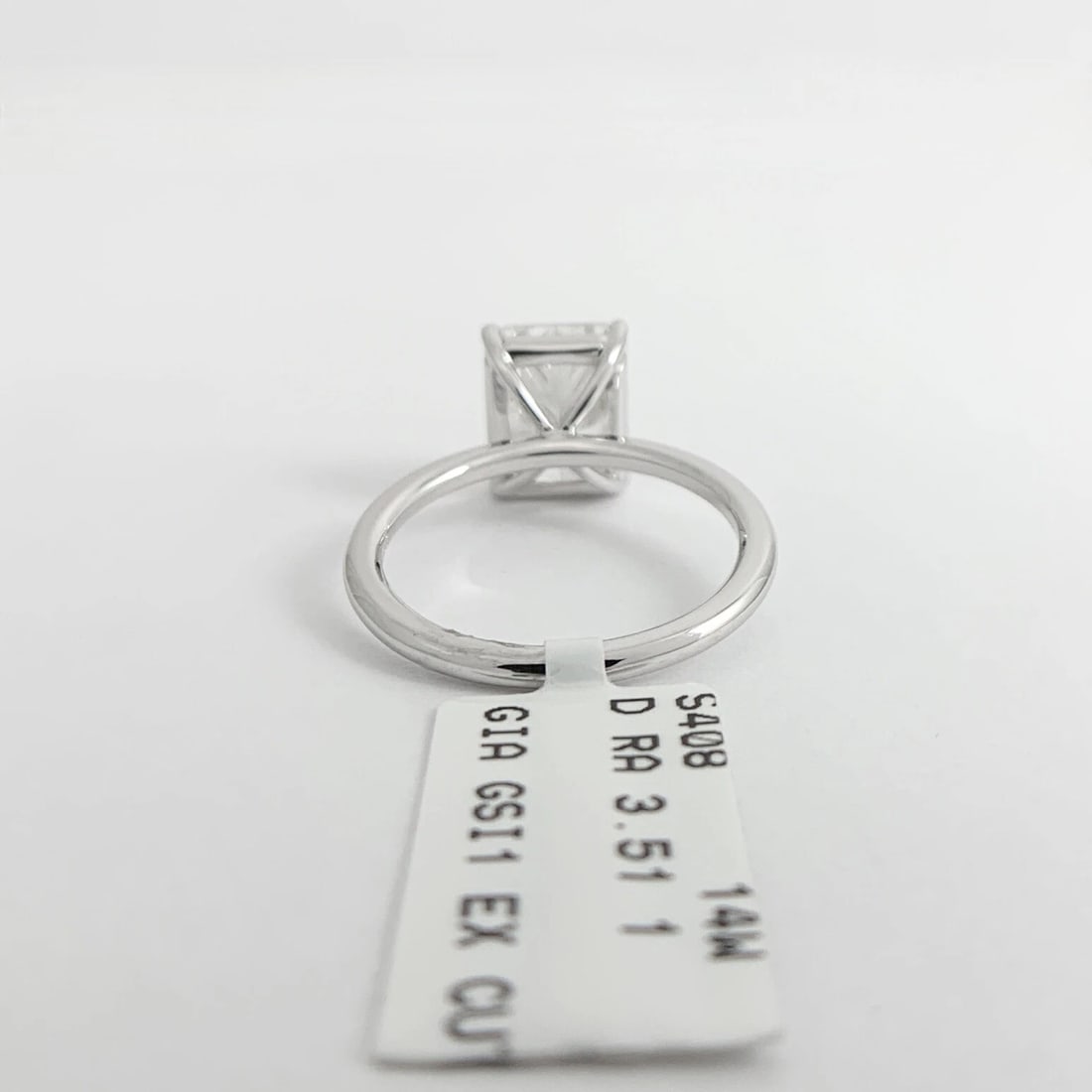 GIA Radiant Cut Solitaire Diamond Engagement Ring 14K White Gold, 3.51 CT - 10