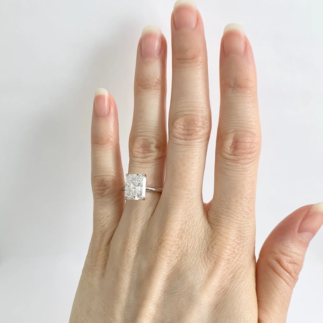 GIA Radiant Cut Solitaire Diamond Engagement Ring 14K White Gold, 3.51 CT - 3