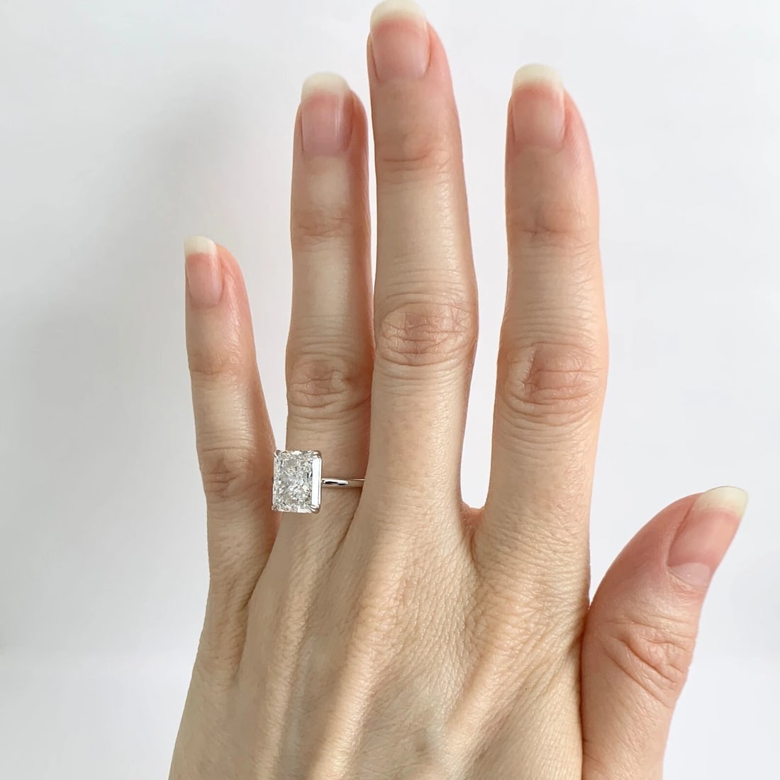 GIA Radiant Cut Solitaire Diamond Engagement Ring 14K White Gold, 3.51 CT - 4