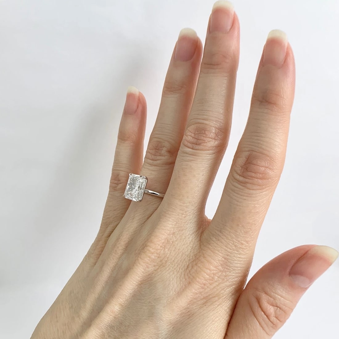 GIA Radiant Cut Solitaire Diamond Engagement Ring 14K White Gold, 3.51 CT - 6