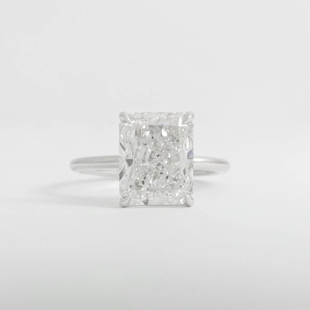 GIA Radiant Cut Solitaire Diamond Engagement Ring 14K White Gold, 3.51 CT - 8