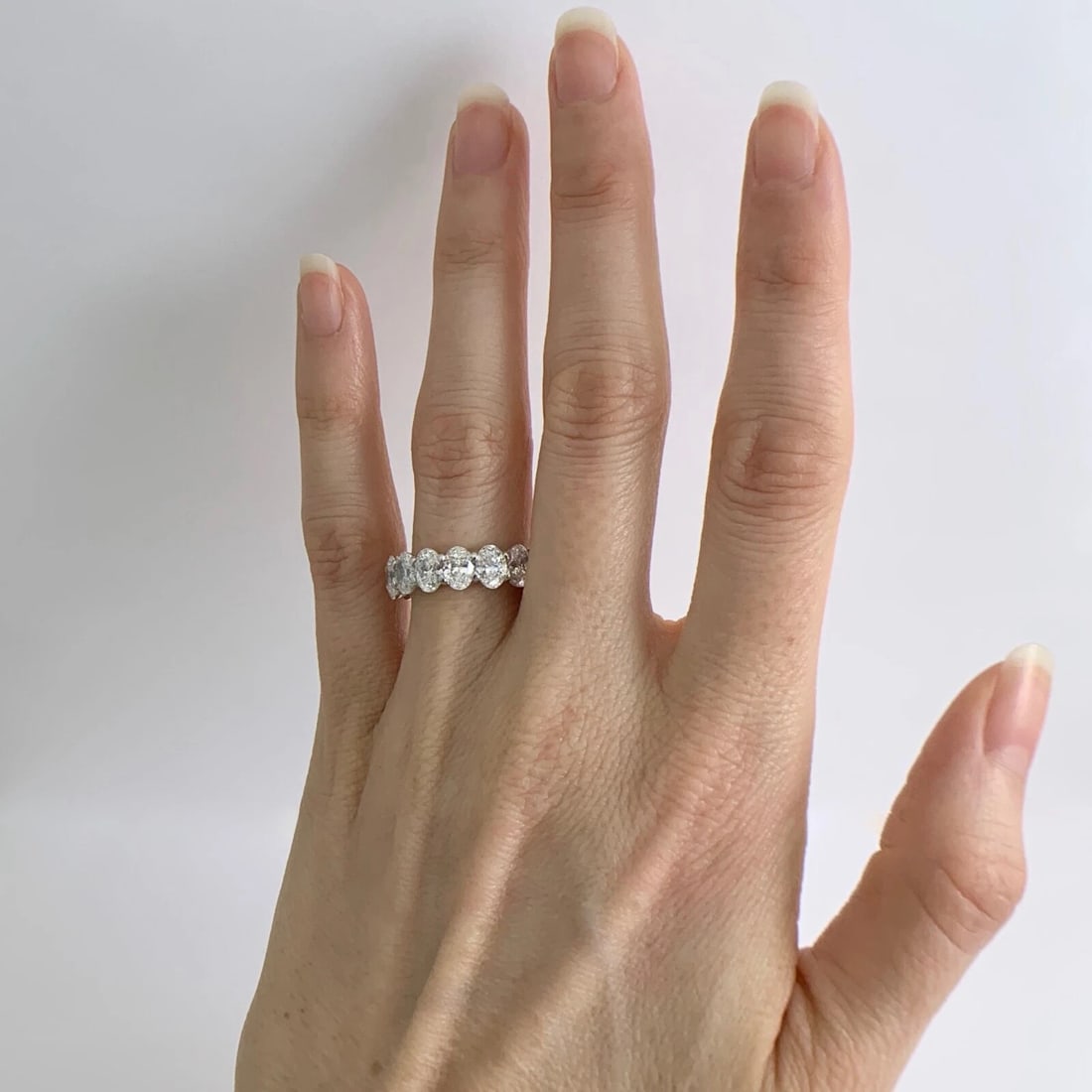 Oval Diamond Eternity Ring Wedding Band Platinum, Size 6.75, 6.03 CTW - 3