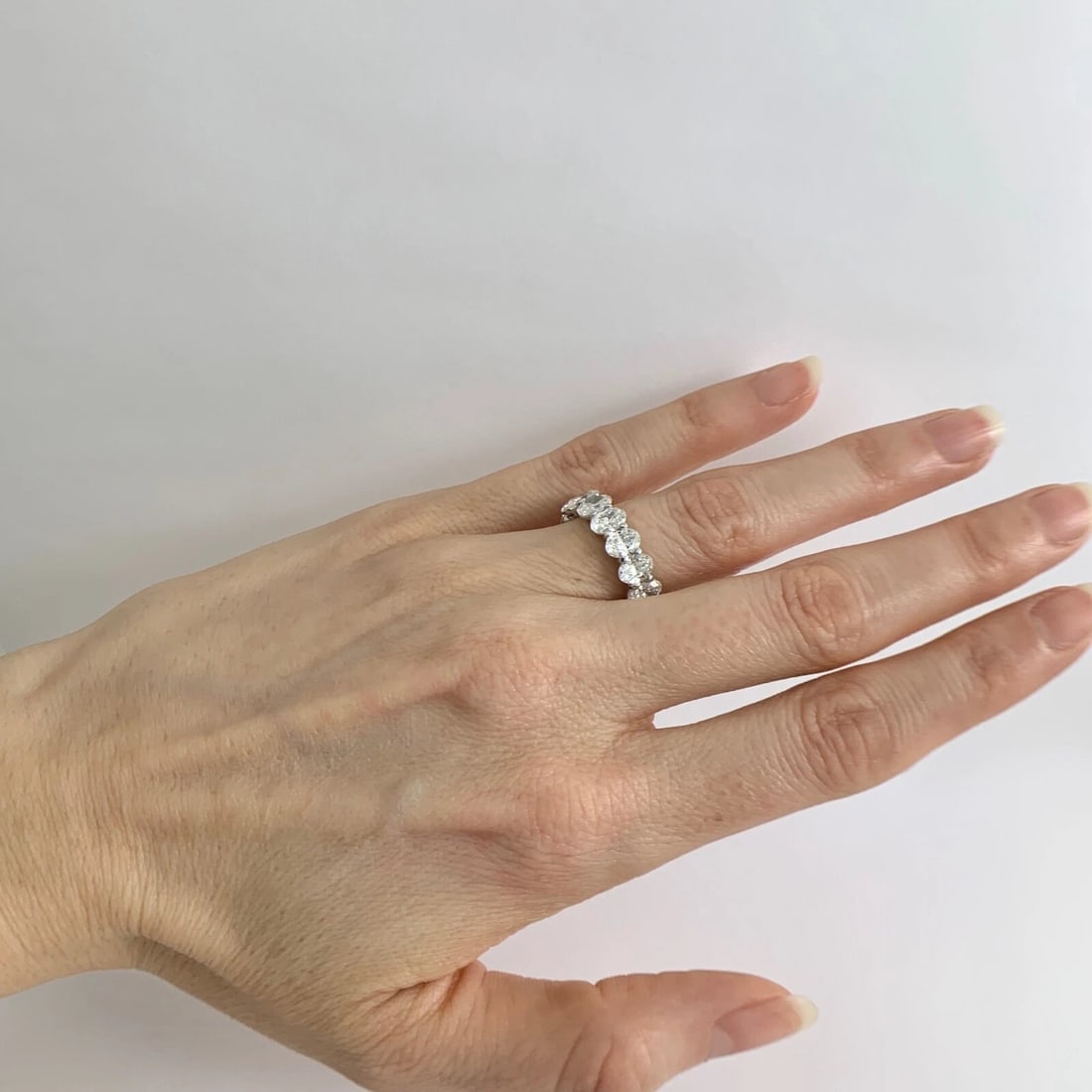 Oval Diamond Eternity Ring Wedding Band Platinum, Size 6.75, 6.03 CTW - 4