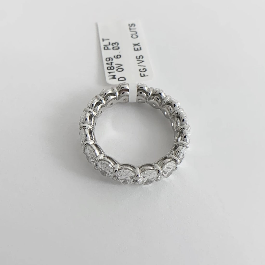Oval Diamond Eternity Ring Wedding Band Platinum, Size 6.75, 6.03 CTW - 8