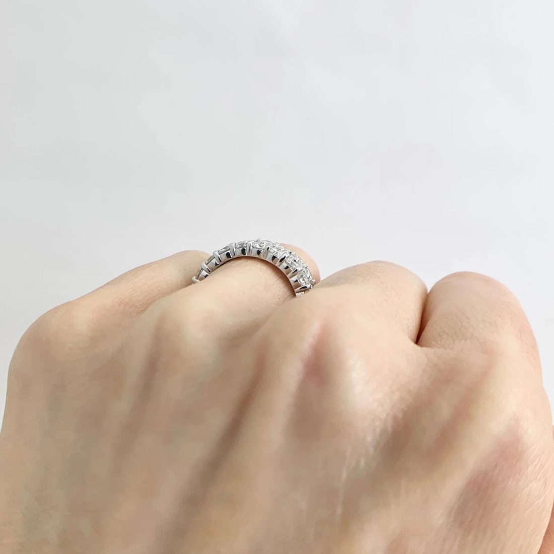 Wide Round Diamond Pave Eternity Ring Wedding Band 14K White Gold, 6.35 CTW - 6