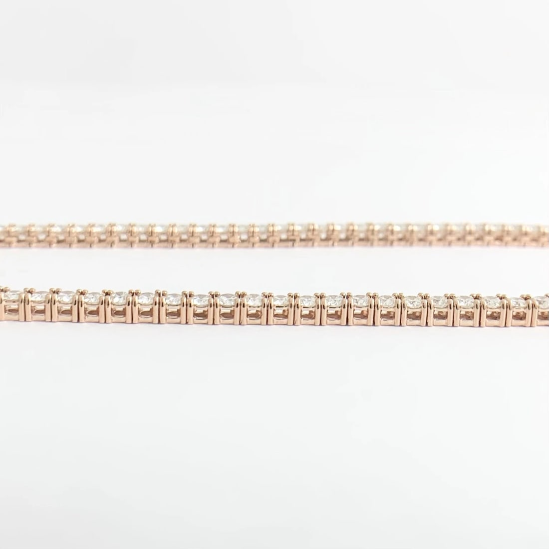 Thin Diamond Tennis Necklace 14K Pink Rose Gold, 18 Inches, 8.50 CTW - 6