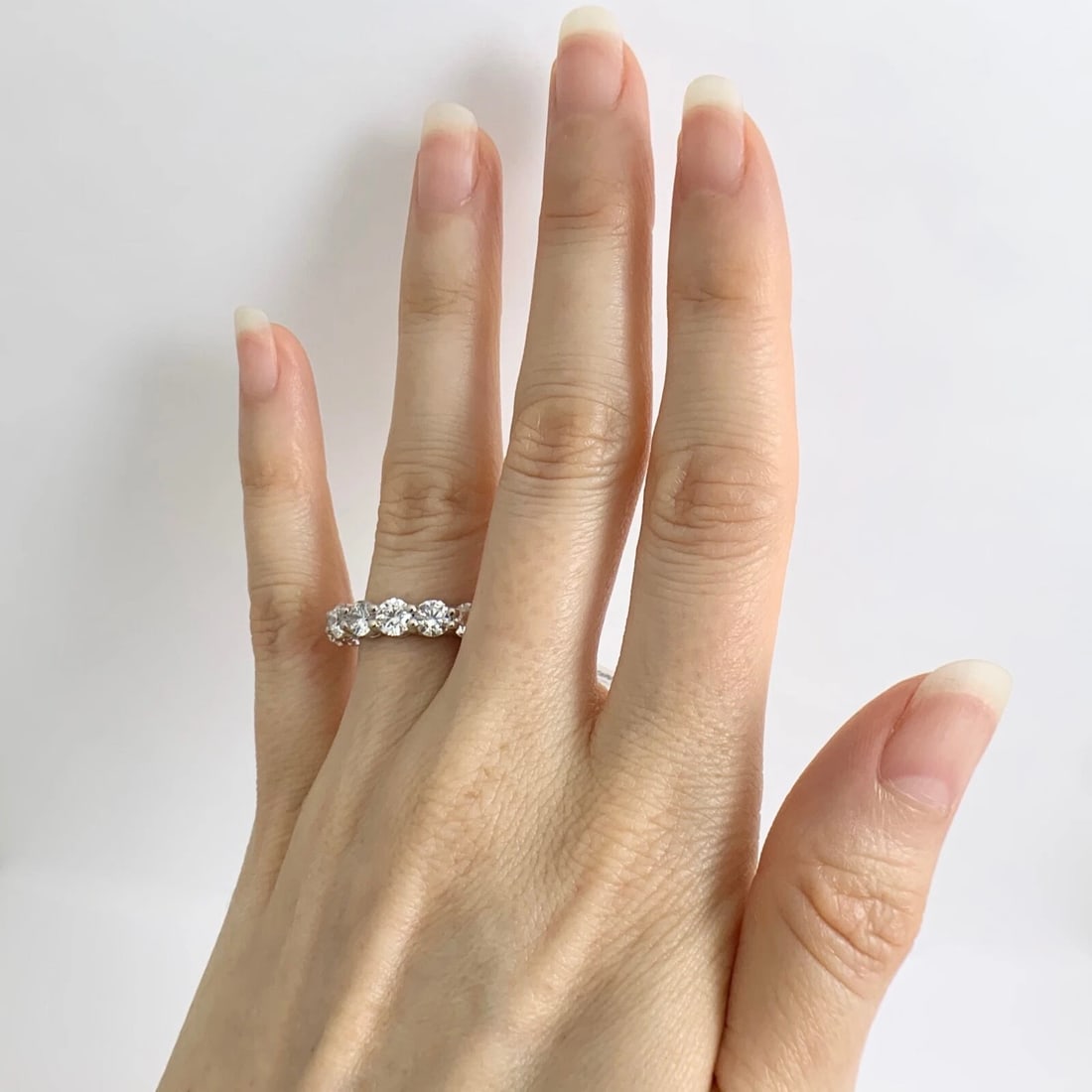 Round Diamond Eternity Ring Wedding Band 14K White Gold, Size 7.5, 5.01 CTW - 2