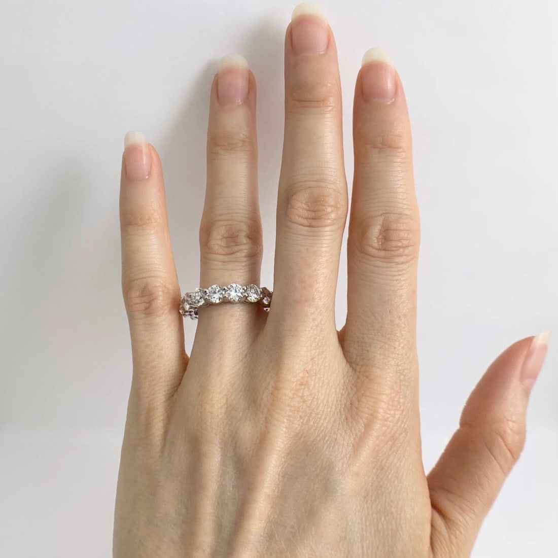 Round Diamond Eternity Ring Wedding Band 14K White Gold, Size 7.5, 5.01 CTW - 3