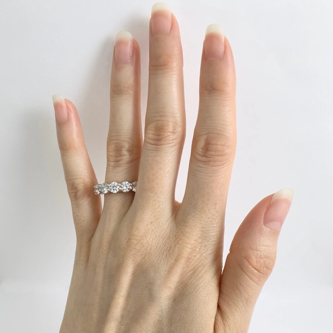 Round Diamond Eternity Ring Wedding Band 14K White Gold, Size 7.5, 5.01 CTW - 4